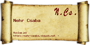 Nehr Csaba névjegykártya